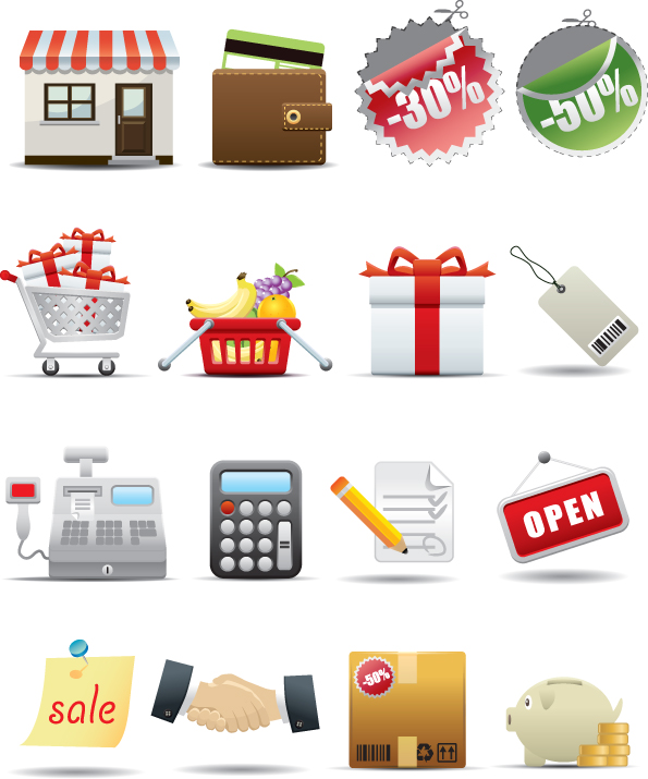 free vector Supermarket shopping icon vector